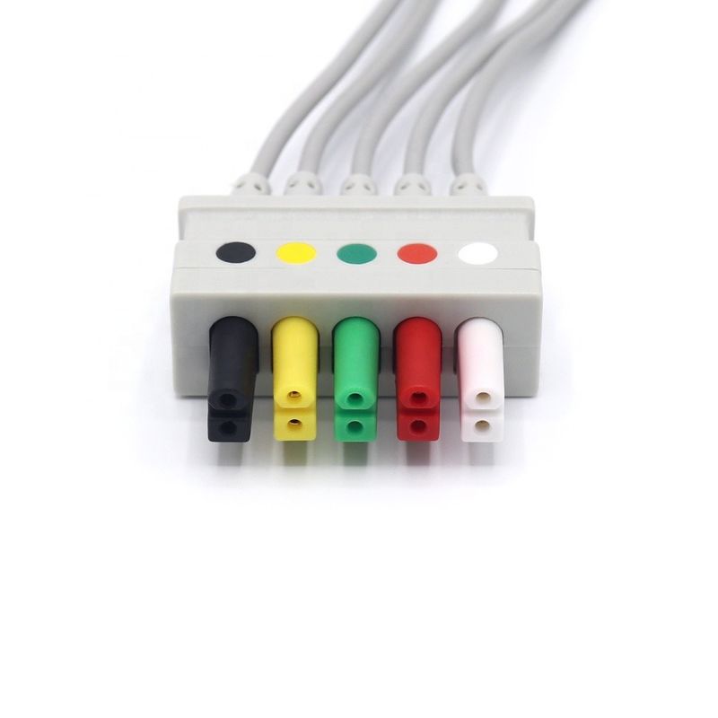 سیم سرب ثابت ECG بدون لاتکس ، 0012-00-1261-07 کابل ECG AHA IEC