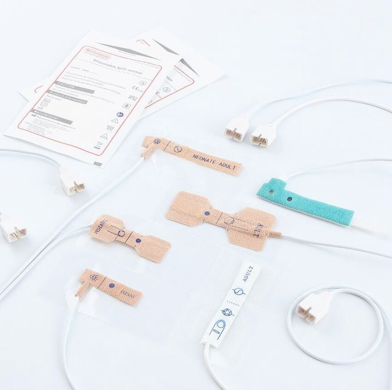 سازگاری GE OXYTIP OXY-AP یکبار مصرف Oximax Spo2 حسگر چسب 8 پین سنج بزرگسال
