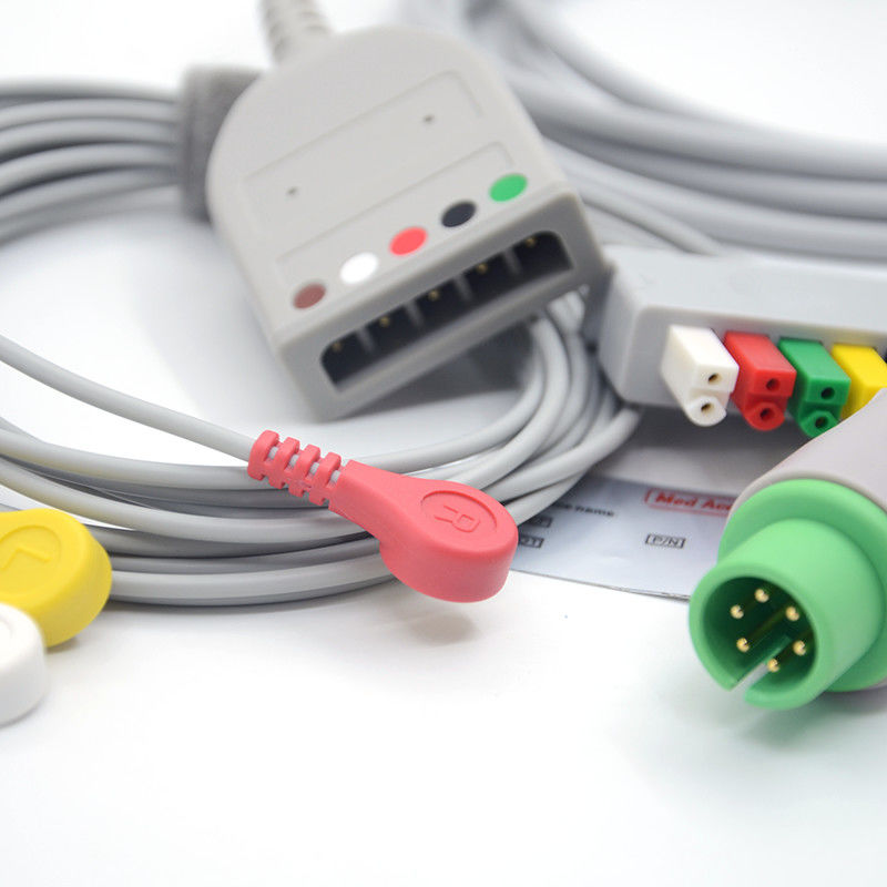 6Pin 5 Leads Split ECG Monitor کابل خاکستری رنگ لاتکس رایگان چند تابع