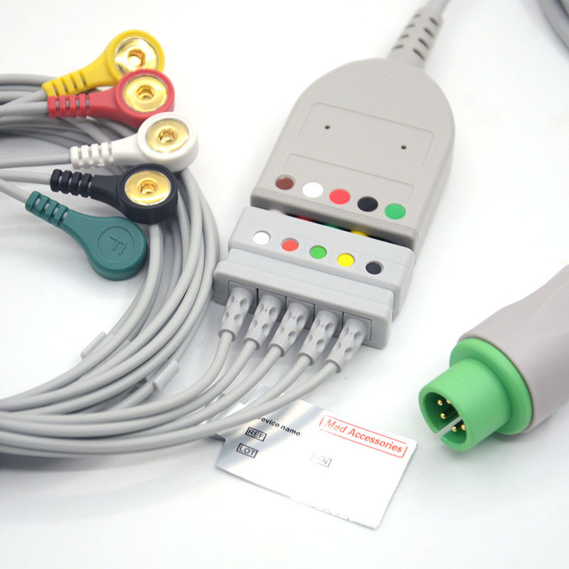 6Pin 5 Leads Split ECG Monitor کابل خاکستری رنگ لاتکس رایگان چند تابع