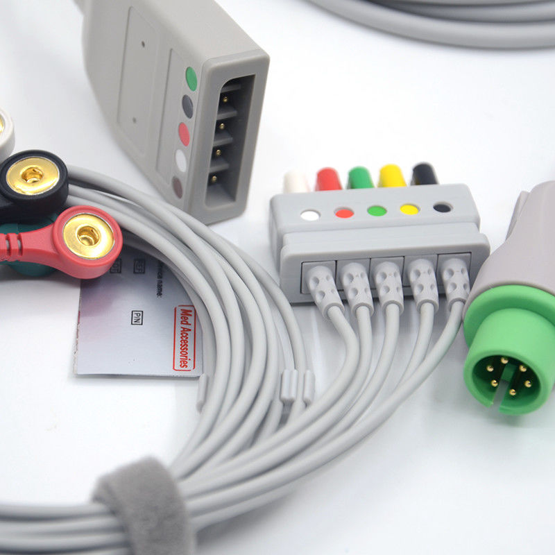 6Pin 5 Leads Split ECG Monitor کابل خاکستری رنگ لاتکس رایگان چند تابع