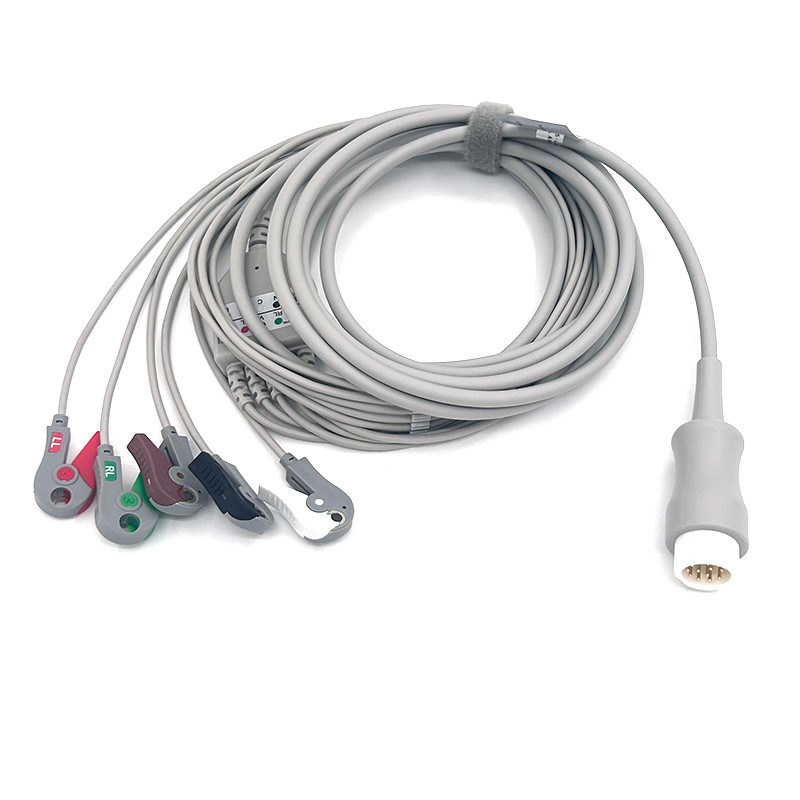 HP 12Pin 5lead WIRES ECG Monitor کابل خاکستری رنگ لاتکس رایگان چند عملکرد