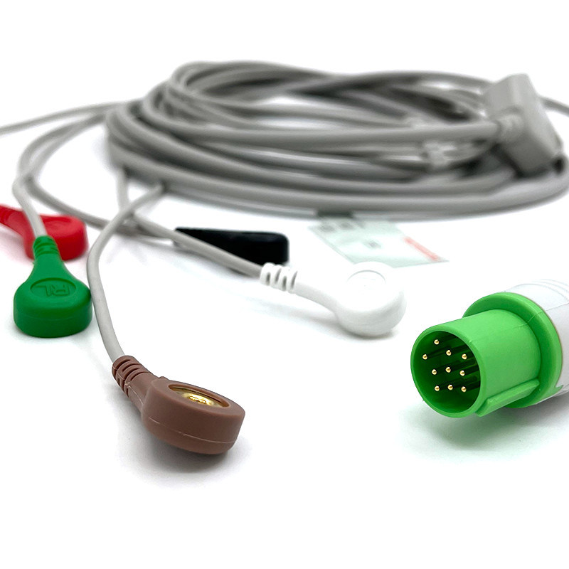 GE Helige 10 Pin ECG 5lead ECG Med لوازم جانبی کابل مانیتور EKG پزشکی چند منظوره 0.9m اندازه