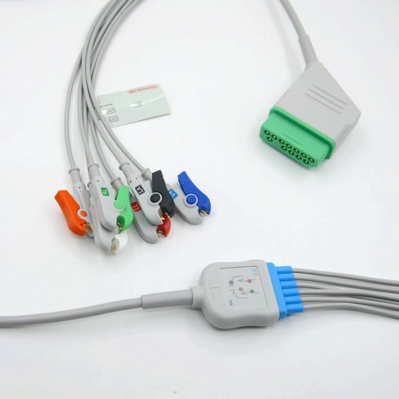 با هم سازنده Nihon Kohden 12 Pin 6 Leads کابل مانیتور EKG برای لوازم پزشکی