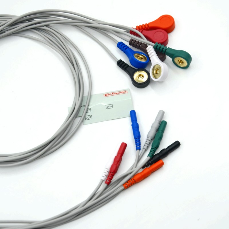 کیفیت بالا DIN نوع 7 سرب Snap Holter ضبط کننده ECG سیم های سرب