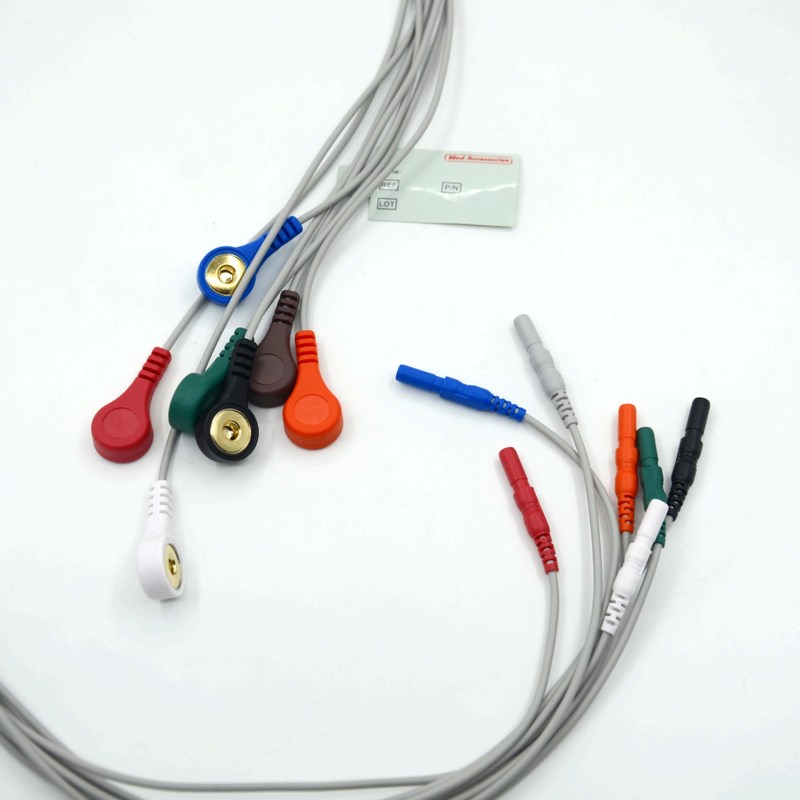 کیفیت بالا DIN نوع 7 سرب Snap Holter ضبط کننده ECG سیم های سرب