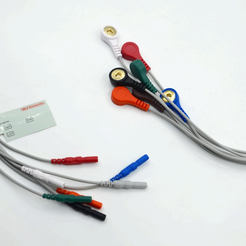 کیفیت بالا DIN نوع 7 سرب Snap Holter ضبط کننده ECG سیم های سرب