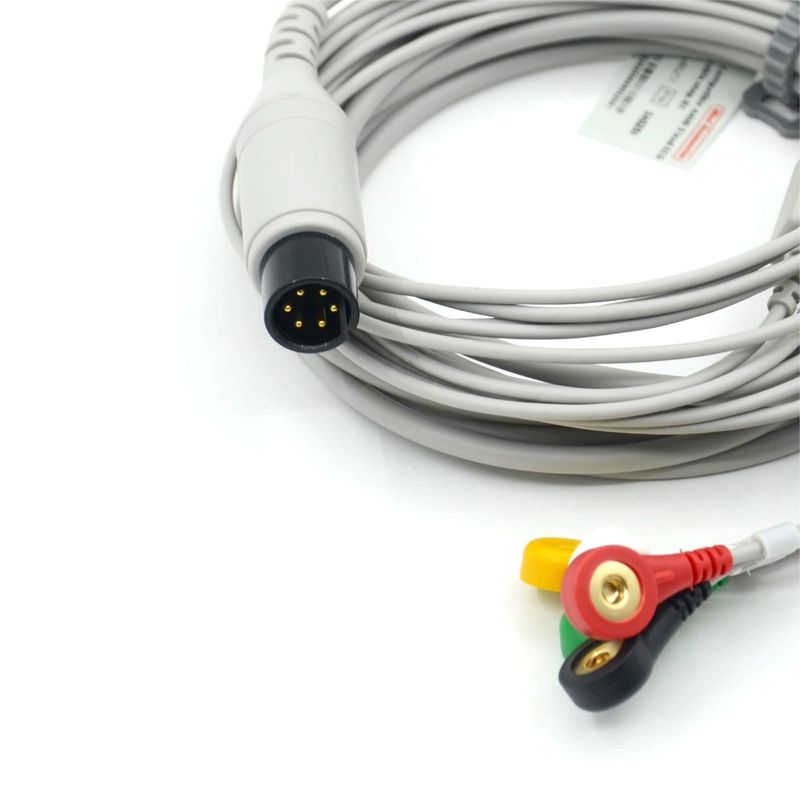 سازگاری AAMI سازگاری 5 سرب کابل ECG IEC Snap برای لوازم جانبی پزشکی