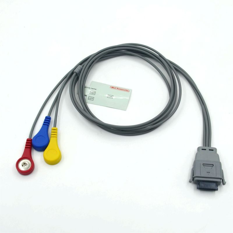 کابل هولتر ECG 5 لید سازگار با Edan SE-2003 با گیره فشاری، مناسب برای بزرگسالان/کودکان