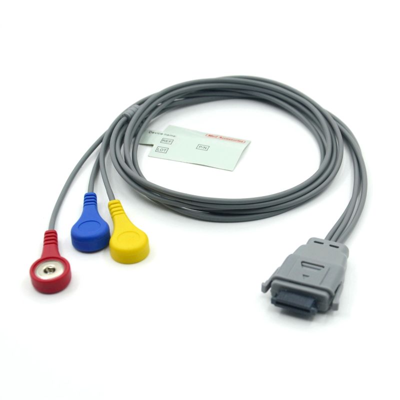 کابل هولتر ECG 5 لید سازگار با Edan SE-2003 با گیره فشاری، مناسب برای بزرگسالان/کودکان