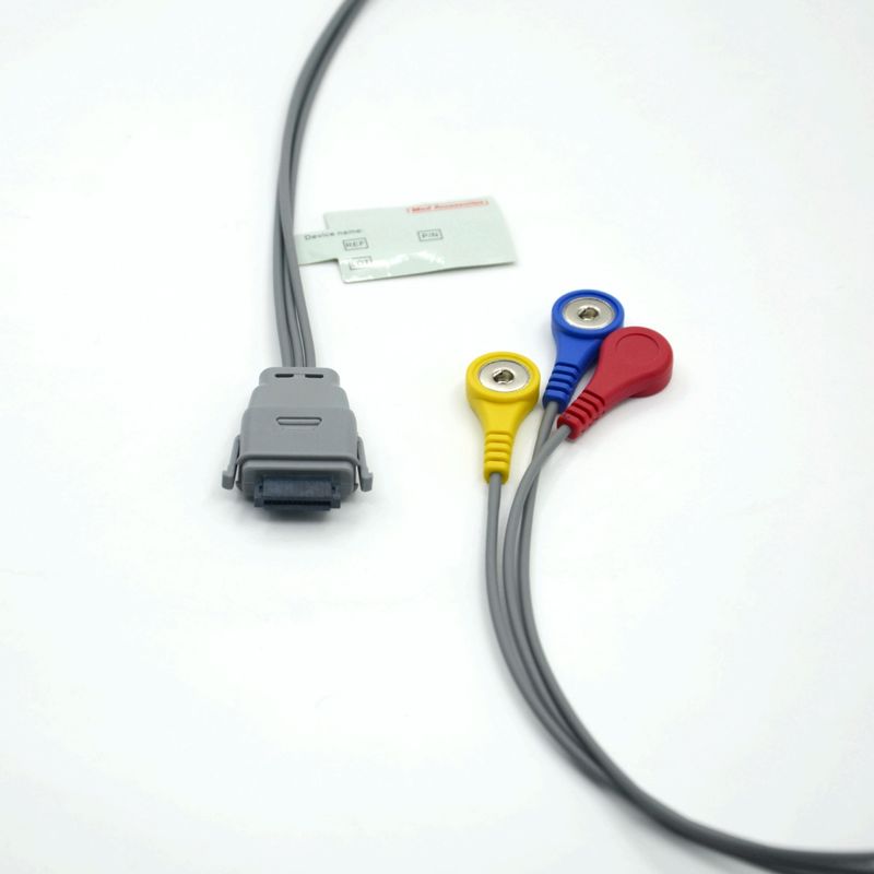 کابل هولتر ECG 5 لید سازگار با Edan SE-2003 با گیره فشاری، مناسب برای بزرگسالان/کودکان