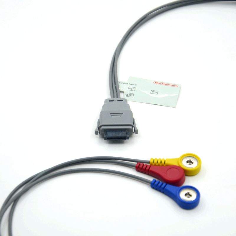 کابل هولتر ECG 5 لید سازگار با Edan SE-2003 با گیره فشاری، مناسب برای بزرگسالان/کودکان