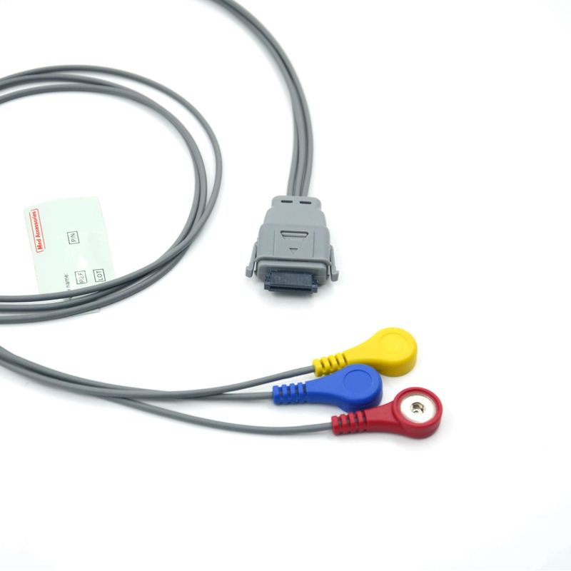 کابل هولتر ECG 5 لید سازگار با Edan SE-2003 با گیره فشاری، مناسب برای بزرگسالان/کودکان