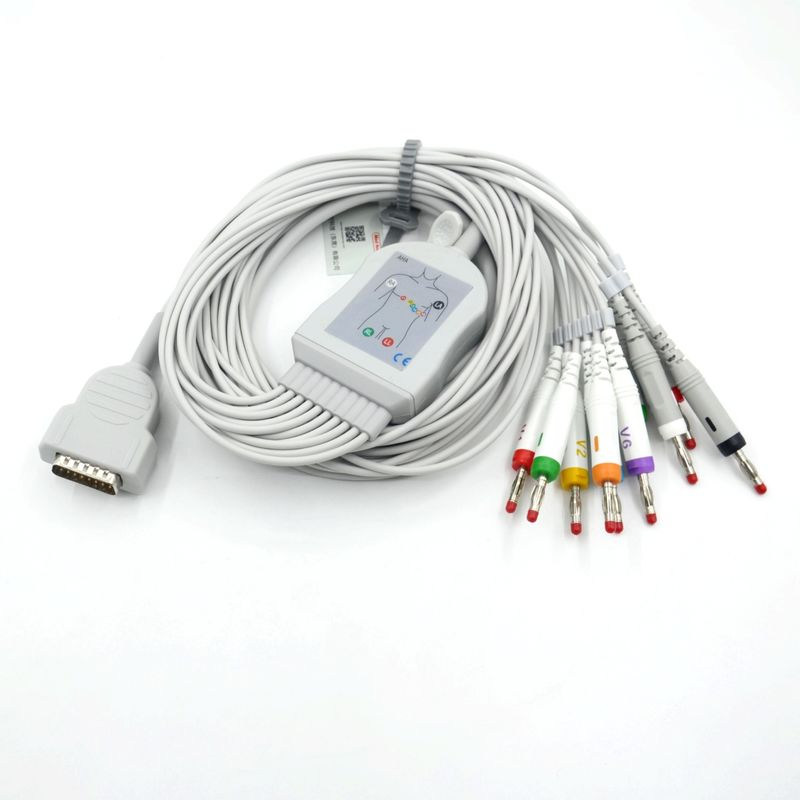 سازگار Nihon Kohden 10 LED EKG کابل EKG پزشکی 4.0 موز AHA برای مانیتور بیمار لوازم جانبی