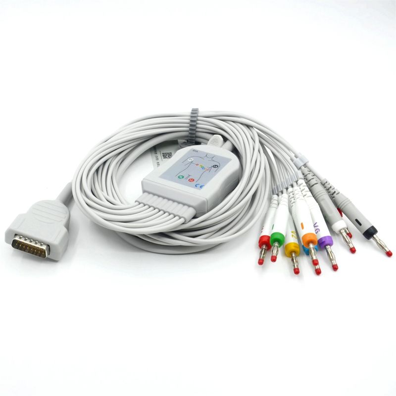 سازگار Nihon Kohden 10 LED EKG کابل EKG پزشکی 4.0 موز AHA برای مانیتور بیمار لوازم جانبی