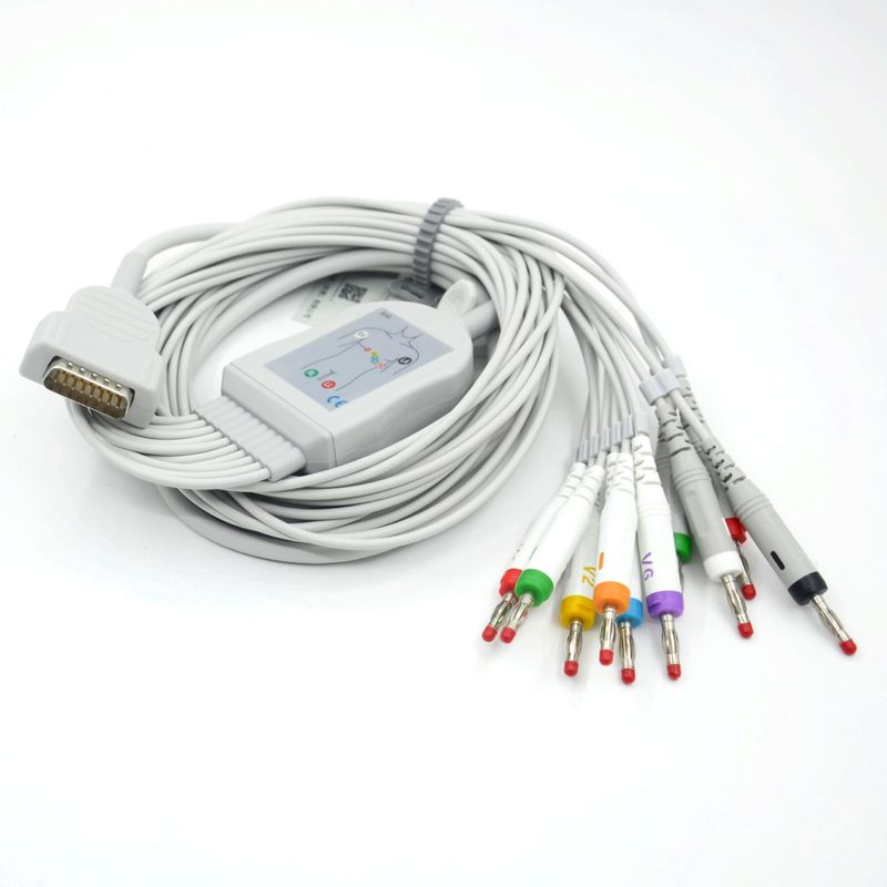 سازگار Nihon Kohden 10 LED EKG کابل EKG پزشکی 4.0 موز AHA برای مانیتور بیمار لوازم جانبی