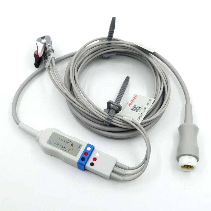 کابل‌های ECG 3 لید سازگار با فیلیپس با سیم‌های گیره رنگ AHA CE&ISO13485
