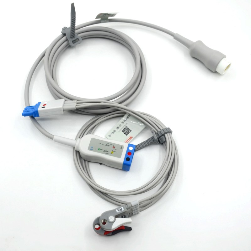 کابل‌های ECG 3 لید سازگار با فیلیپس با سیم‌های گیره رنگ AHA CE&ISO13485