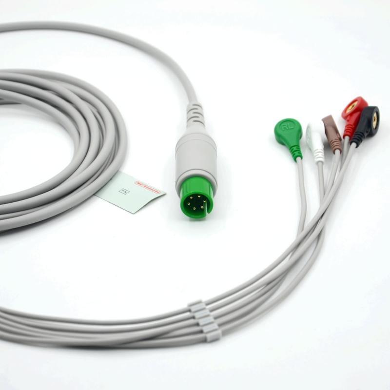 High Quality Medical Accessories Compatible M&B 5 Lead ECG EKG Cable AHA Snap