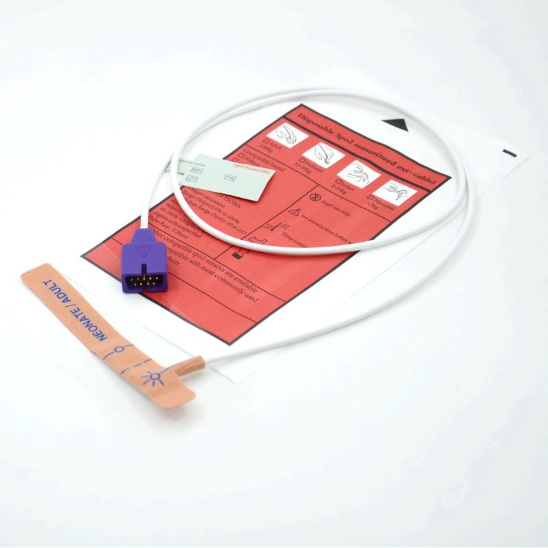 تامین کننده لوازم جانبی پزشکی پارچه کشسان سازگار با سنسور SpO2 یکبار مصرف 9 پین نلکور برای نوزاد/ بزرگسال