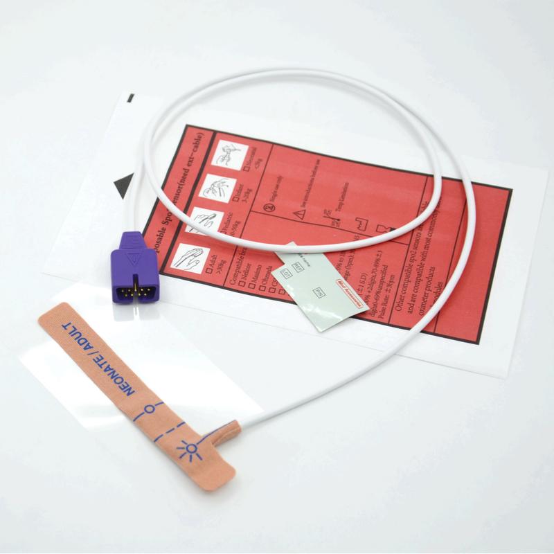 تامین کننده لوازم جانبی پزشکی پارچه کشسان سازگار با سنسور SpO2 یکبار مصرف 9 پین نلکور برای نوزاد/ بزرگسال