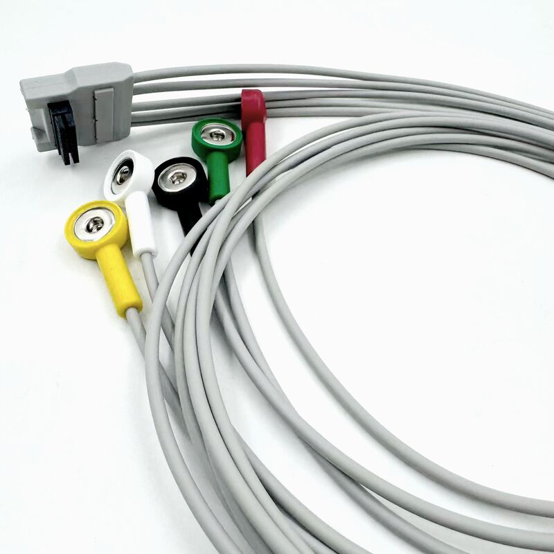 لوازم جانبی پزشکی با کیفیت بالا سیلیکون تشخیصی گواهی RoHS IEC رنگ 5 سرب گیرنده EKG کابل EKG سازگار BLT
