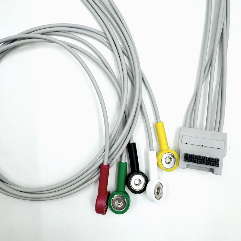لوازم جانبی پزشکی با کیفیت بالا سیلیکون تشخیصی گواهی RoHS IEC رنگ 5 سرب گیرنده EKG کابل EKG سازگار BLT