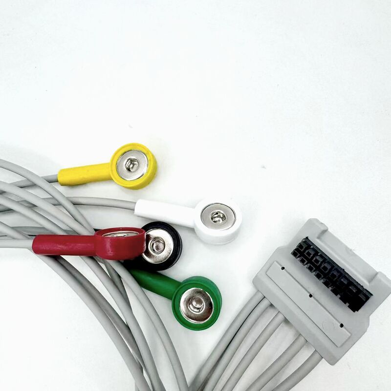 لوازم جانبی پزشکی با کیفیت بالا سیلیکون تشخیصی گواهی RoHS IEC رنگ 5 سرب گیرنده EKG کابل EKG سازگار BLT