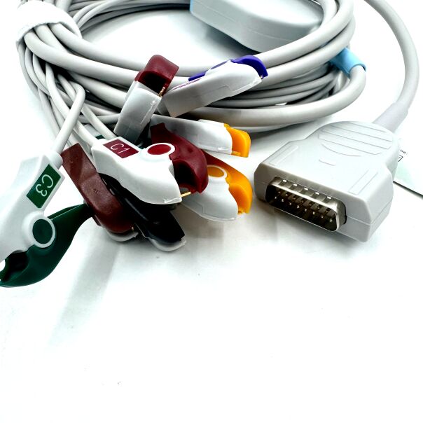لوازم جانبی Med سازگار با کابل EKG 10 سرب با مواد مصرفی پزشکی لاتکس با درجه پزشکی Grabber End دارای گواهینامه RoHS