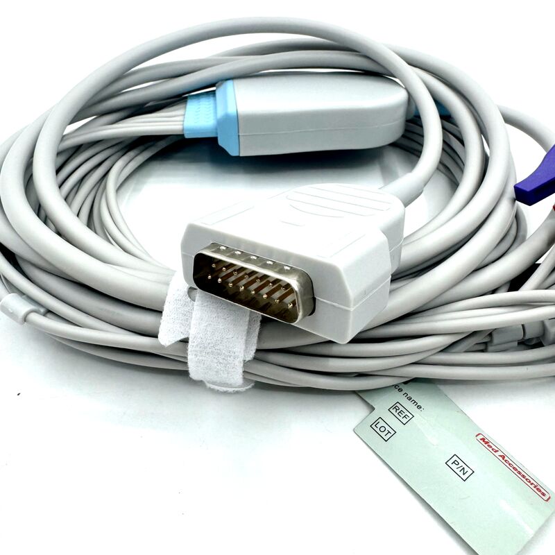لوازم جانبی Med سازگار با کابل EKG 10 سرب با مواد مصرفی پزشکی لاتکس با درجه پزشکی Grabber End دارای گواهینامه RoHS