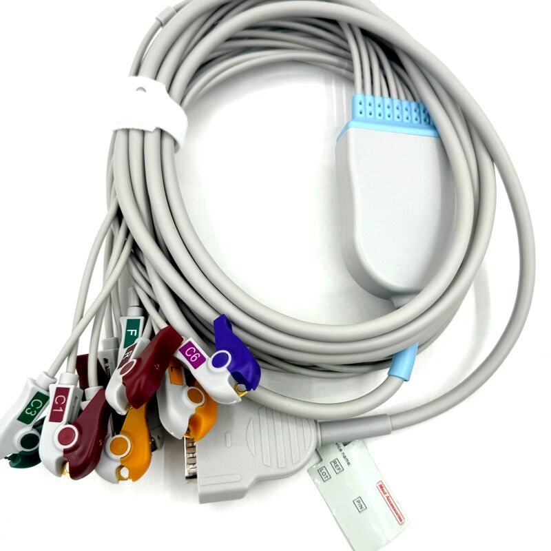 لوازم جانبی Med سازگار با کابل EKG 10 سرب با مواد مصرفی پزشکی لاتکس با درجه پزشکی Grabber End دارای گواهینامه RoHS
