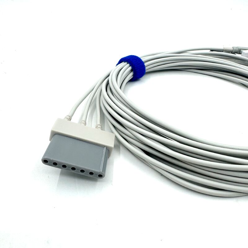 لوازم جانبی Med با کیفیت بالا با گواهینامه RoHS سیلیکون تشخیصی IEC رنگ 3-Lead Grabber ECG Cable Leadwire