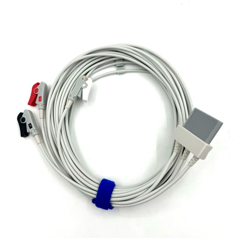 لوازم جانبی Med با کیفیت بالا با گواهینامه RoHS سیلیکون تشخیصی IEC رنگ 3-Lead Grabber ECG Cable Leadwire