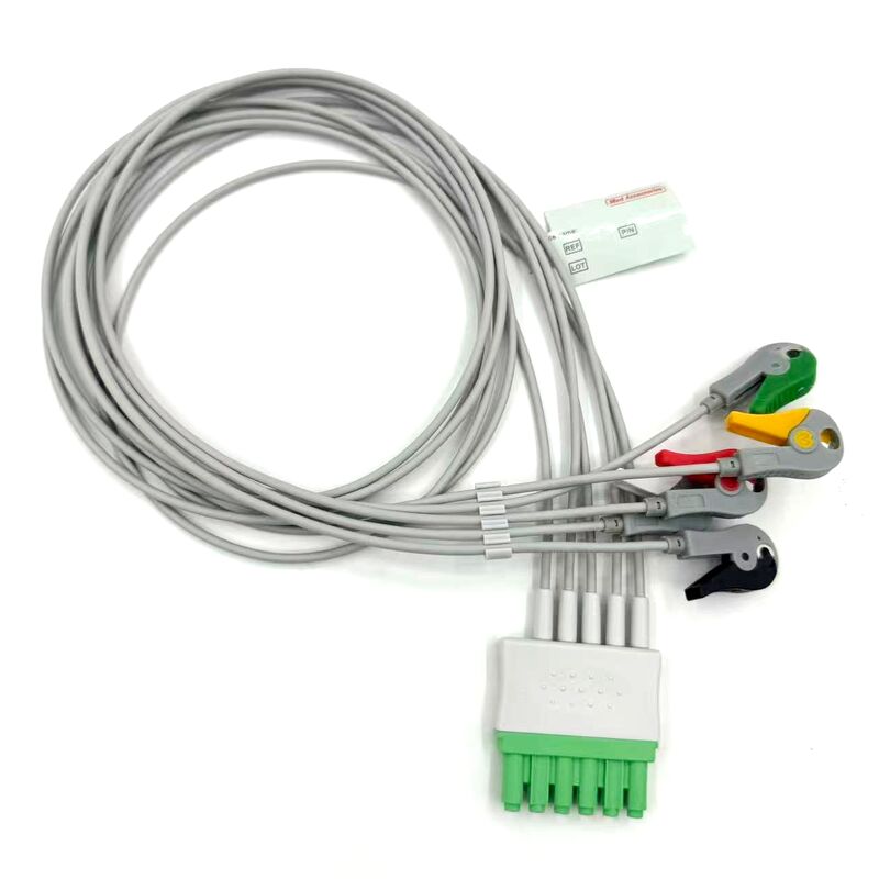 لوازم جانبی پزشکی با کیفیت بالا IEC رنگ مدل RoHS گواهی 5-Lead Grabber EKG ECG Leadwire برای بیمار پزشکی