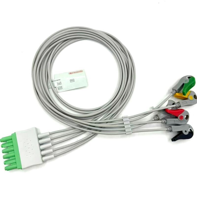 لوازم جانبی پزشکی با کیفیت بالا IEC رنگ مدل RoHS گواهی 5-Lead Grabber EKG ECG Leadwire برای بیمار پزشکی
