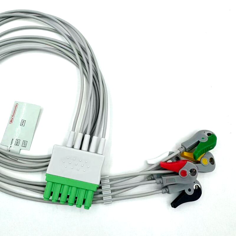 لوازم جانبی پزشکی با کیفیت بالا IEC رنگ مدل RoHS گواهی 5-Lead Grabber EKG ECG Leadwire برای بیمار پزشکی
